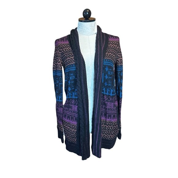 Silence + Noise Multi-Colored Patterned Knit Cardigan Sweater Size M Pockets - Picture 1 of 9